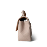 CHANEL Handbag Beige 22C Light Beige / Beige Lambskin Quilted Mini Top Handle Light Gold Hardware - Redeluxe