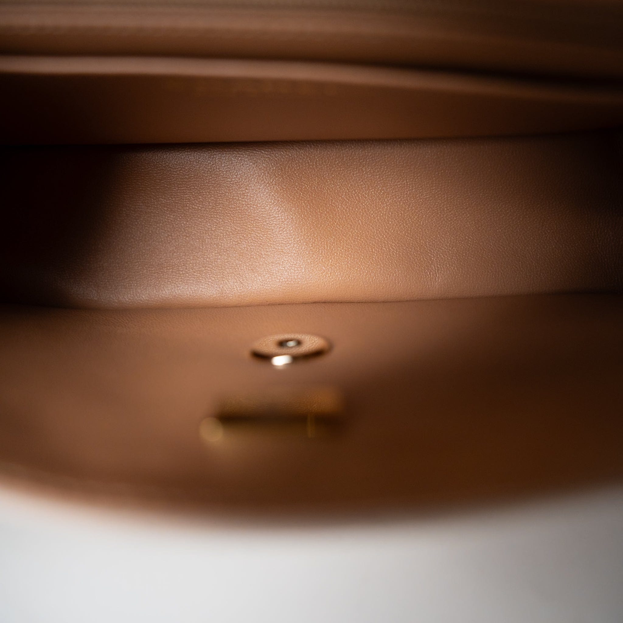 CHANEL Handbag Beige 22C Light Beige / Beige Lambskin Quilted Mini Top Handle Light Gold Hardware - Redeluxe