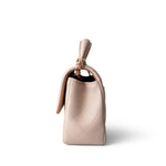 CHANEL Handbag Beige 22C Light Beige / Beige Lambskin Quilted Mini Top Handle Light Gold Hardware - Redeluxe