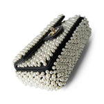 CHANEL Handbag Black 19S Pearl On Flap Mini Rectangular Bag Light Gold Hardware - Redeluxe