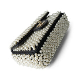 CHANEL Handbag Black 19S Pearl On Flap Mini Rectangular Bag Light Gold Hardware - Redeluxe