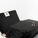 CHANEL Handbag Black 19S Shiny Black Caviar Chevron Boy Bag Medium Champagne Gold Hardware - Redeluxe