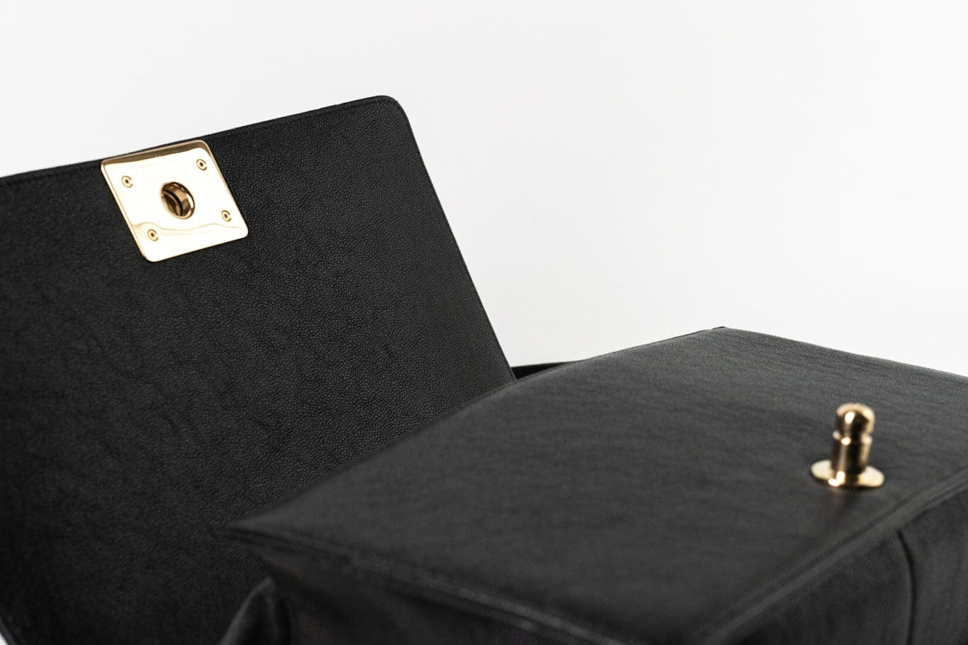 CHANEL Handbag Black 19S Shiny Black Caviar Chevron Boy Bag Medium Champagne Gold Hardware - Redeluxe