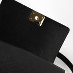 CHANEL Handbag Black 19S Shiny Black Caviar Chevron Boy Bag Medium Champagne Gold Hardware - Redeluxe