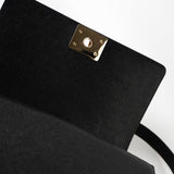 CHANEL Handbag Black 19S Shiny Black Caviar Chevron Boy Bag Medium Champagne Gold Hardware - Redeluxe