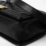 CHANEL Handbag Black 19S Shiny Black Caviar Chevron Boy Bag Medium Champagne Gold Hardware - Redeluxe