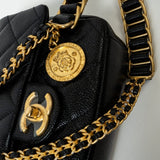 CHANEL Handbag Black 21A Black Caviar Quilted Mini Medallion Single Flap AGHW - Redeluxe