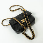 CHANEL Handbag Black 21A Black Caviar Quilted Mini Medallion Single Flap AGHW - Redeluxe