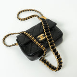 CHANEL Handbag Black 21A Black Caviar Quilted Mini Medallion Single Flap AGHW - Redeluxe