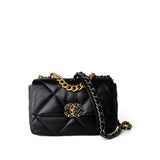 CHANEL Handbag Black 21P Black Lambskin Quilted 19 Flap Small Mixed Hardware - Redeluxe