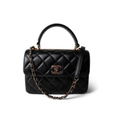 CHANEL Black 22C Black Lambskin Quilted Trendy CC Flap Small Rose Gold Hardware - Redeluxe