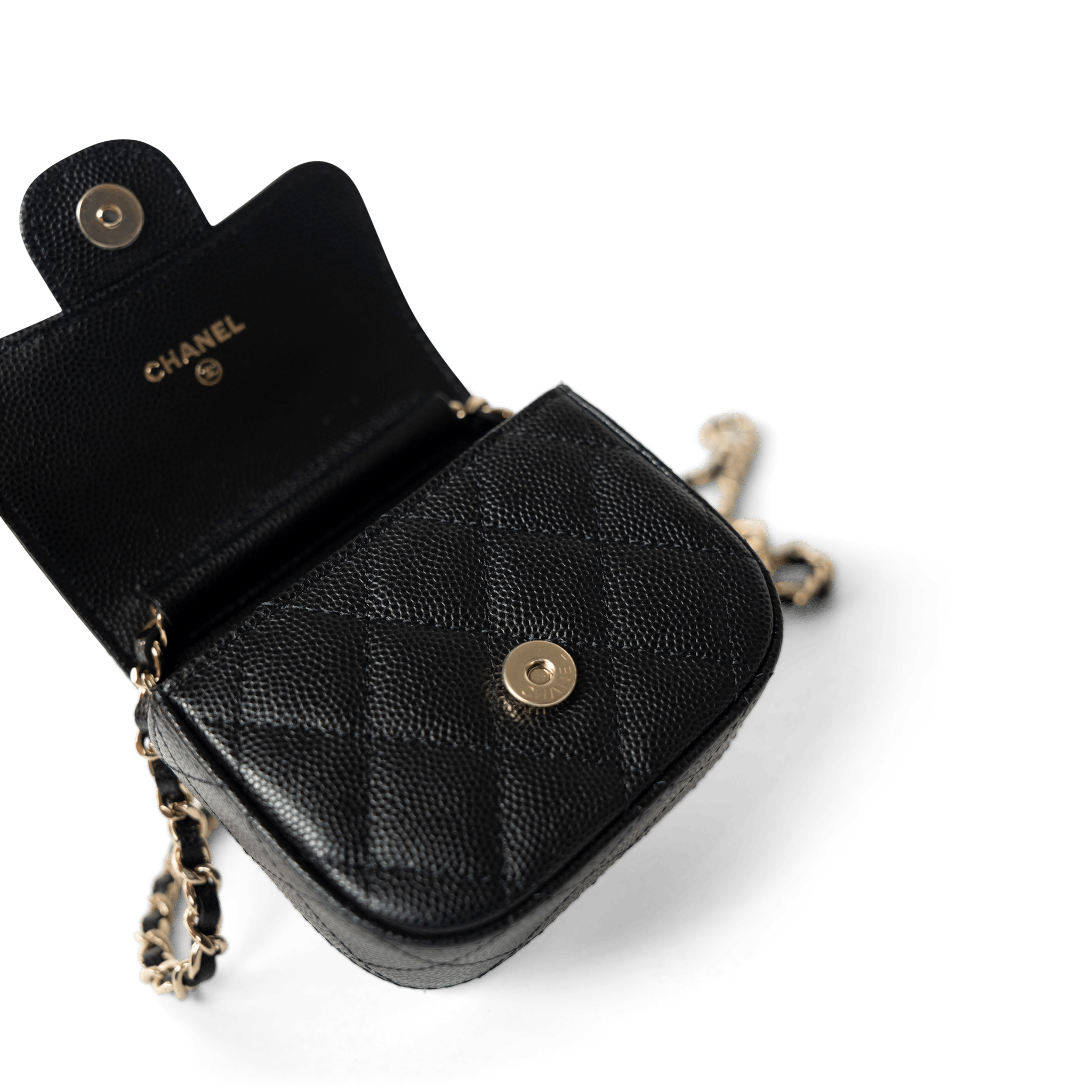 CHANEL Handbag Black 22C Mini Vanity Caviar Quilted Black (micro size) - Redeluxe