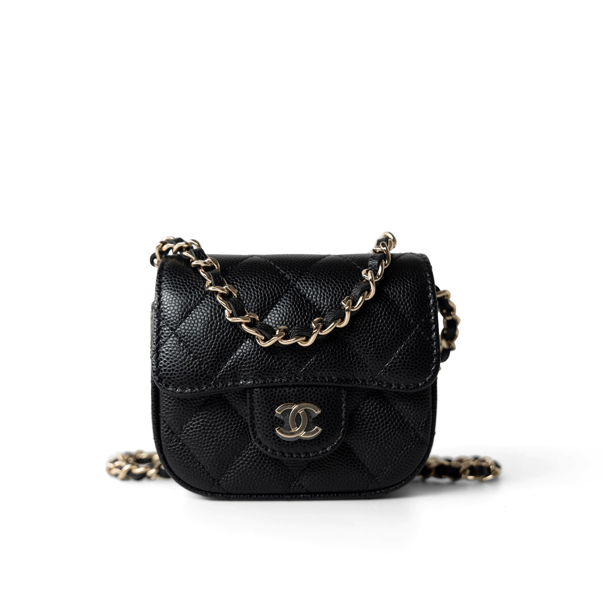 CHANEL Handbag Black 22C Mini Vanity Caviar Quilted Black (micro size) - Redeluxe