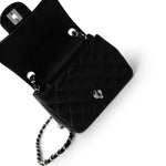 CHANEL Handbag Black Black Lambskin Quilted Mini Square Flap Silver Hardware - Redeluxe