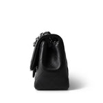 CHANEL Handbag Black Black Lambskin Quilted Mini Square Flap Silver Hardware - Redeluxe