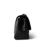 CHANEL Handbag Black Black Lambskin Quilted Mini Square Flap Silver Hardware - Redeluxe