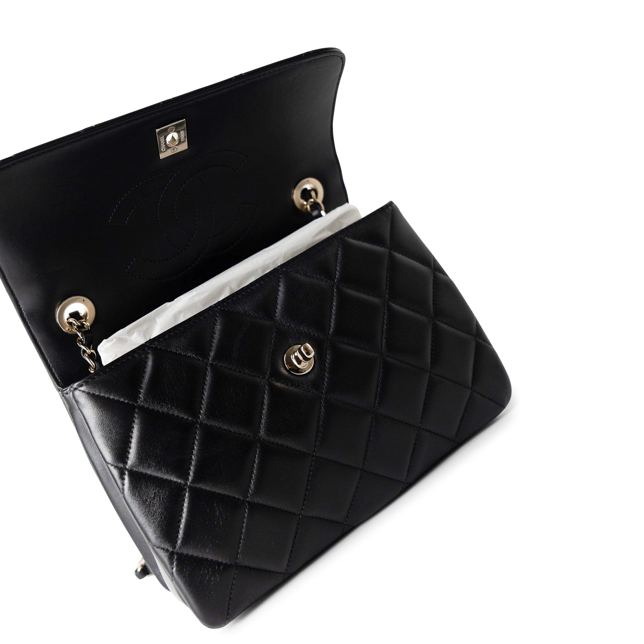 CHANEL Handbag Black / Lambskin 21S Black Lambskin Quilted Small Trendy CC Light Gold Hardware - Redeluxe