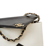 CHANEL Handbag Black Vintage Black and White Lambskin Envelope Shoulder Bag Gold Hardware - Redeluxe