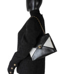 CHANEL Handbag Black Vintage Black and White Lambskin Envelope Shoulder Bag Gold Hardware - Redeluxe