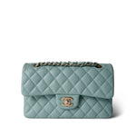 CHANEL Handbag Blue 20C Tiffany Blue Caviar Quilted Classic Flap Small Light Gold Hardware - Redeluxe