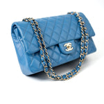 CHANEL Handbag Blue 20S Blue Caviar Quilted Classic Flap Medium Light Gold Hardware - Redeluxe