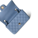 CHANEL Handbag blue 21C Sky Blue Lambskin Quilted Mini Rectangular Flap Light Gold Hardware - Redeluxe
