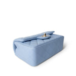 CHANEL Handbag blue 21C Sky Blue Lambskin Quilted Mini Rectangular Flap Light Gold Hardware - Redeluxe