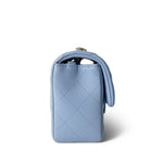 CHANEL Handbag blue 21C Sky Blue Lambskin Quilted Mini Rectangular Flap Light Gold Hardware - Redeluxe