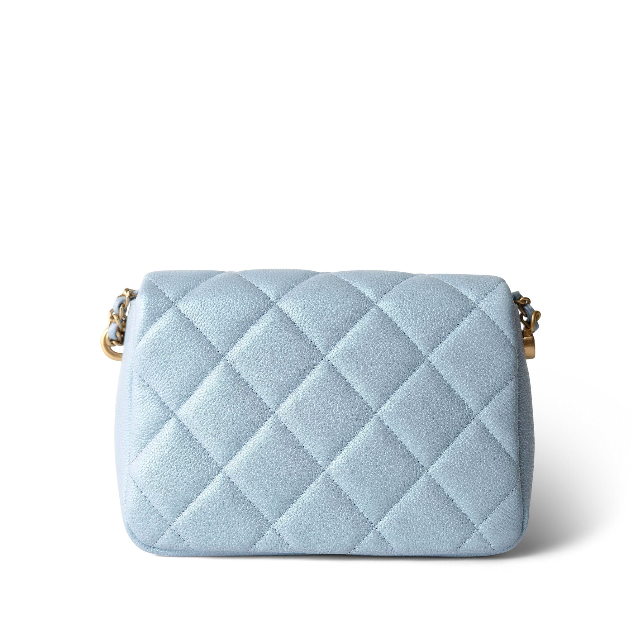 CHANEL Handbag Blue 21K My Perfect Bag Light Blue Caviar Quilted Aged Gold Hardware - Redeluxe
