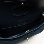 CHANEL Handbag Blue 22B Denim Classic Double Flap Medium Light Gold Hardware - Redeluxe