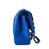 CHANEL Handbag Blue Royal Blue Lambskin Quilted Classic Flap Medium Silver Hardware - Redeluxe