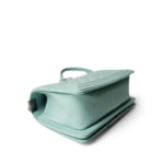 CHANEL Handbag Boy / Green 20C Tiffany Blue Caviar Chevron Small Boy Bag Ruthenium Hardware - Redeluxe