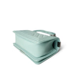 CHANEL Handbag Boy / Green 20C Tiffany Blue Caviar Chevron Small Boy Bag Ruthenium Hardware - Redeluxe