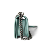 CHANEL Handbag Boy / Green 20C Tiffany Blue Caviar Chevron Small Boy Bag Ruthenium Hardware - Redeluxe