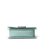 CHANEL Handbag Boy / Green 20C Tiffany Blue Caviar Chevron Small Boy Bag Ruthenium Hardware - Redeluxe