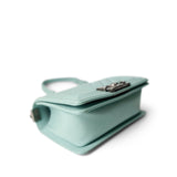 CHANEL Handbag Boy / Green 20C Tiffany Blue Caviar Chevron Small Boy Bag Ruthenium Hardware - Redeluxe