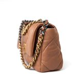 CHANEL Handbag Brown 21P Caramel Lambskin Quilted 19 Flap Small Mixed Hardware - Redeluxe