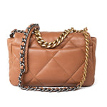 CHANEL Handbag Brown 21P Caramel Lambskin Quilted 19 Flap Small Mixed Hardware - Redeluxe