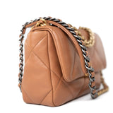 CHANEL Handbag Brown 21P Caramel Lambskin Quilted 19 Flap Small Mixed Hardware - Redeluxe