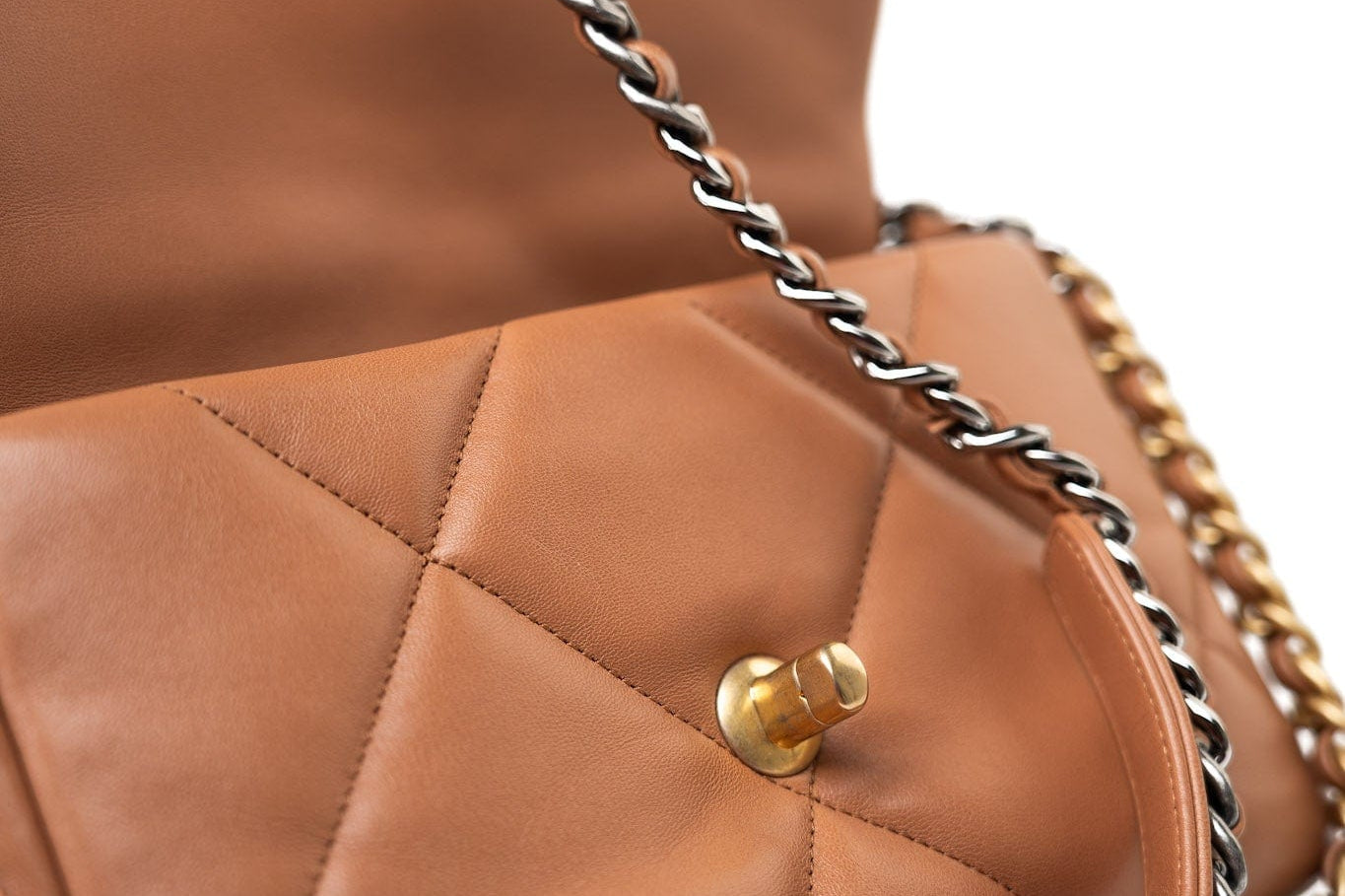 CHANEL Handbag Brown 21P Caramel Lambskin Quilted 19 Flap Small Mixed Hardware - Redeluxe