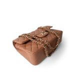 CHANEL Handbag Brown 21P Caramel Lambskin Quilted Classic Flap Small Light Gold Hardware - Redeluxe