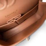 CHANEL Handbag Brown 21P Caramel Lambskin Quilted Classic Flap Small Light Gold Hardware - Redeluxe