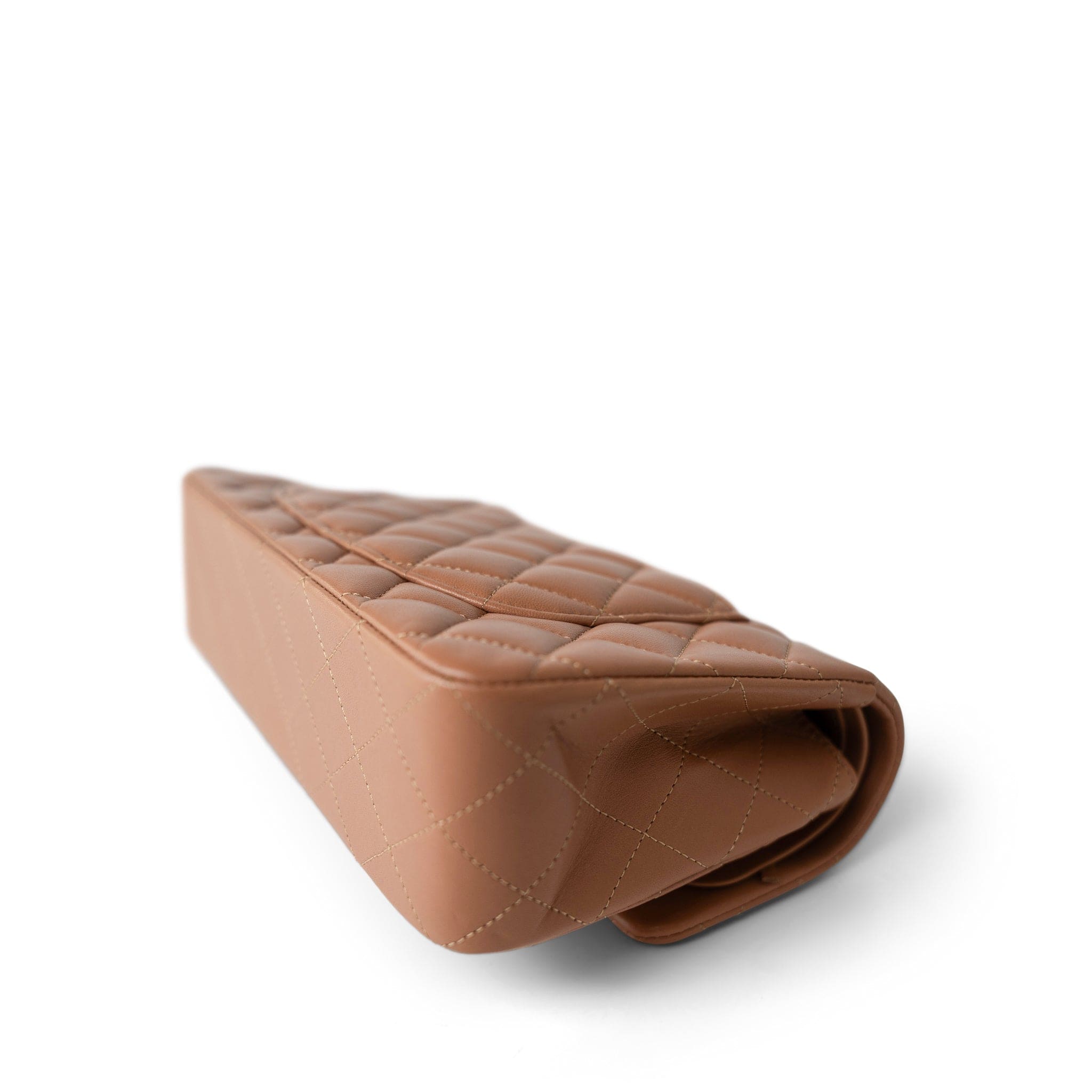 CHANEL Handbag Brown 21P Caramel Lambskin Quilted Classic Flap Small Light Gold Hardware - Redeluxe