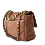 CHANEL Handbag Brown 21P Large Caramel Lambskin Quilted 19 Flap Mixed Hardware - Redeluxe