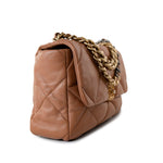 CHANEL Handbag Brown 21P Large Caramel Lambskin Quilted 19 Flap Mixed Hardware - Redeluxe