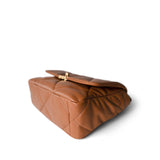 CHANEL Handbag Brown 22A Caramel Lambskin Quilted Small 19 Flap Mixed Hardware - Redeluxe