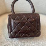 CHANEL Handbag Brown Vintage Brown Lambskin Quilted Micro Mini Kelly with Top Handle GHW - Redeluxe