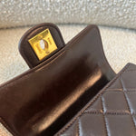 CHANEL Handbag Brown Vintage Brown Lambskin Quilted Micro Mini Kelly with Top Handle GHW - Redeluxe