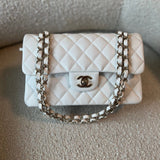 CHANEL Handbag Chanel 21A White Caviar Quilted Classic Flap Small LGHW - Redeluxe