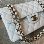 CHANEL Handbag Chanel 21A White Caviar Quilted Classic Flap Small LGHW - Redeluxe